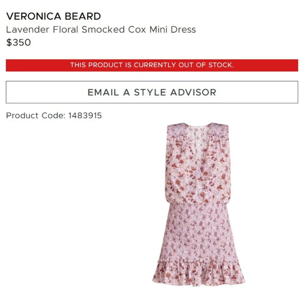 Veronica Beard Cox Dress Lavender Floral – Like New - Picture 5 of 12